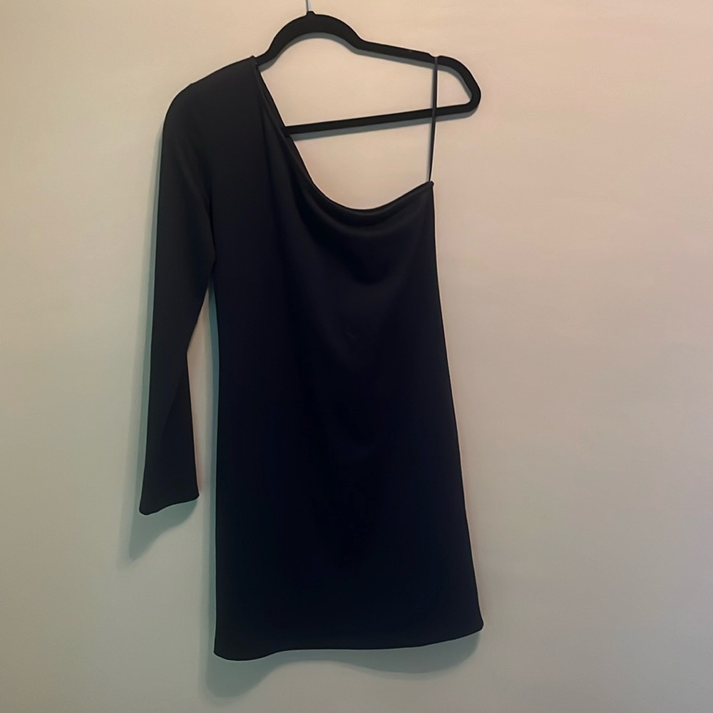Black one shoulder mini dress